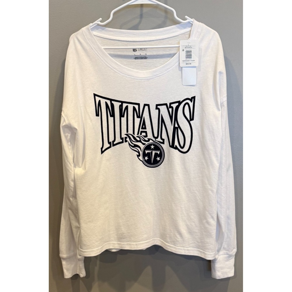 Tennessee Titans NFL Womens L White Long Sleeve Graphic Shirt NWT Football